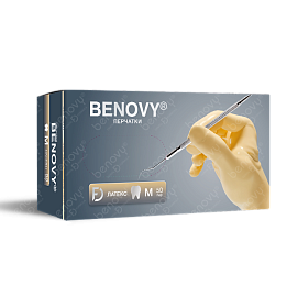 Перчатки латексные Dental Formula L двойной хлор (50 пар 6,4гр) Benovy ЧЗ